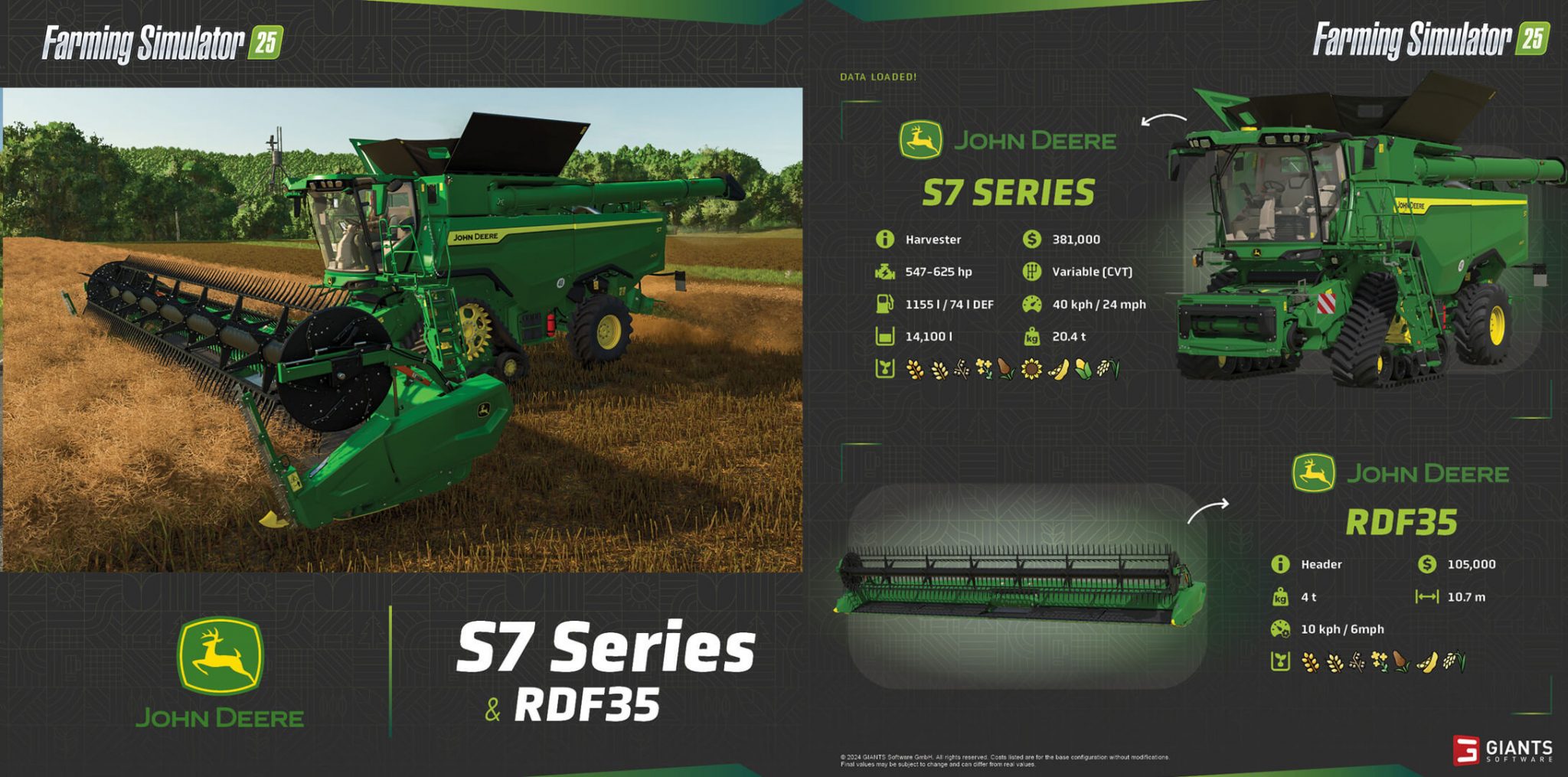 John Deere S7 Harvester & International Truck in Farming Simulator 25